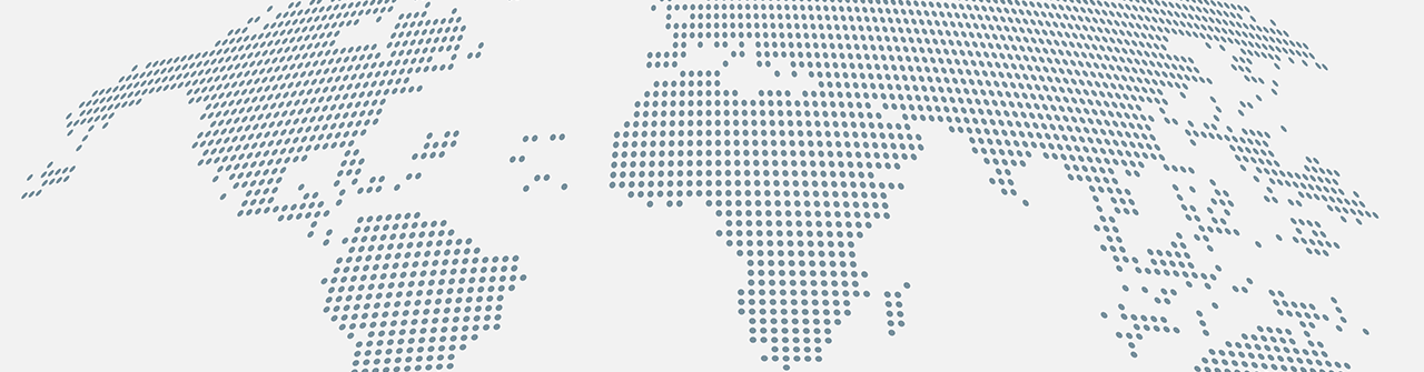 A map of the world in dark blue dots.