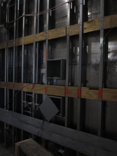 North wall of x-ray room with lead shielding in place