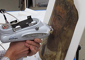 Analysis of Fayum portrait using a portable XRF. J.P. Getty Museum collection.