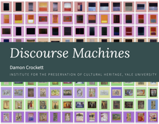 Colorful squares of a data set with artworks with a green textbox overlay with the paper title and author's name in white letters.